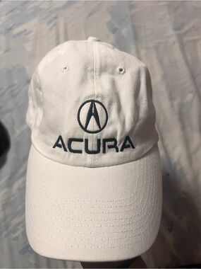 White Acura Baseball Cap with Embroidered Logo AcuraNYdealers.com